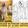 Spring Golden Retriever Coloring Page (Inspired by AI Dog Portrait)